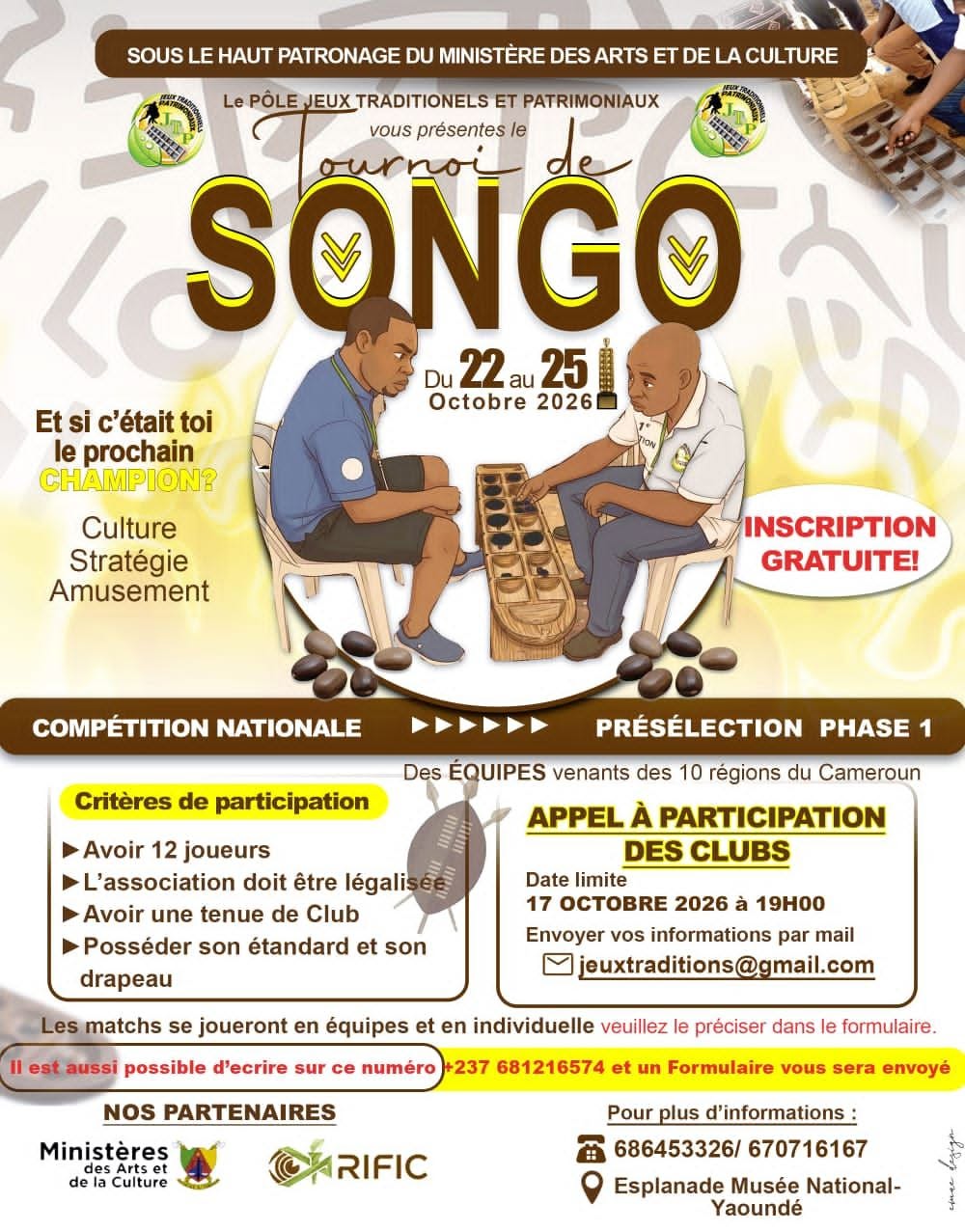 JEUX TRADITIONNELS : Le Pôle Jeux Traditionnels et Patrimoniaux lance le Tournoi National de Songo.