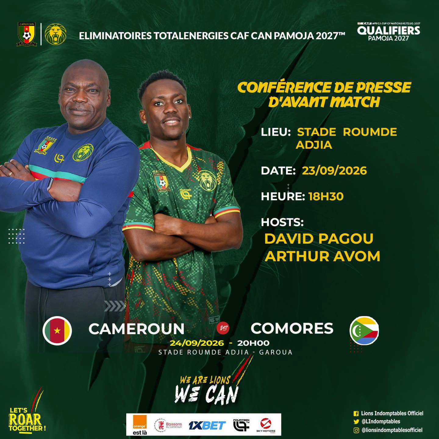 ELIMINATOIRE DE LA COUPE D&rsquo;AFRIQUE DES NATIONS 2027: Le selectionneur David Pagou sera face à la presse.