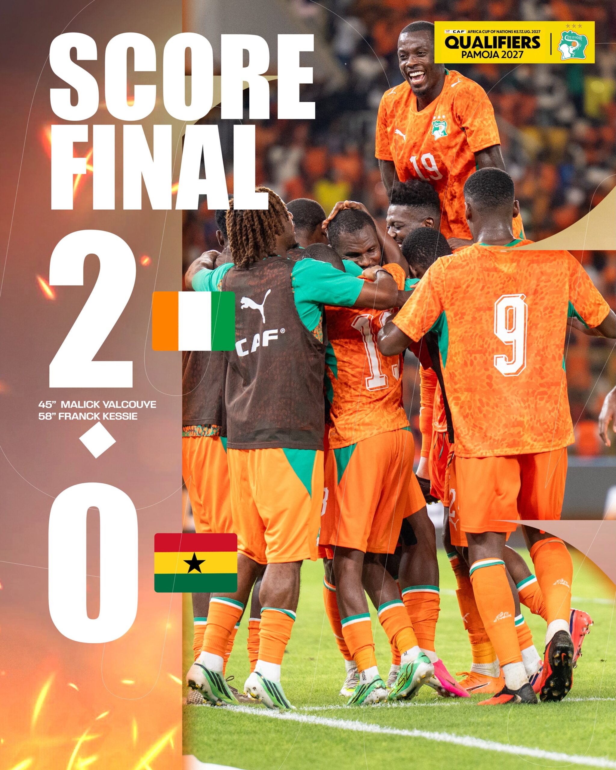 Eliminatoires Total Energies 2027: La Cote d&rsquo;Ivoire bat le Ghana.