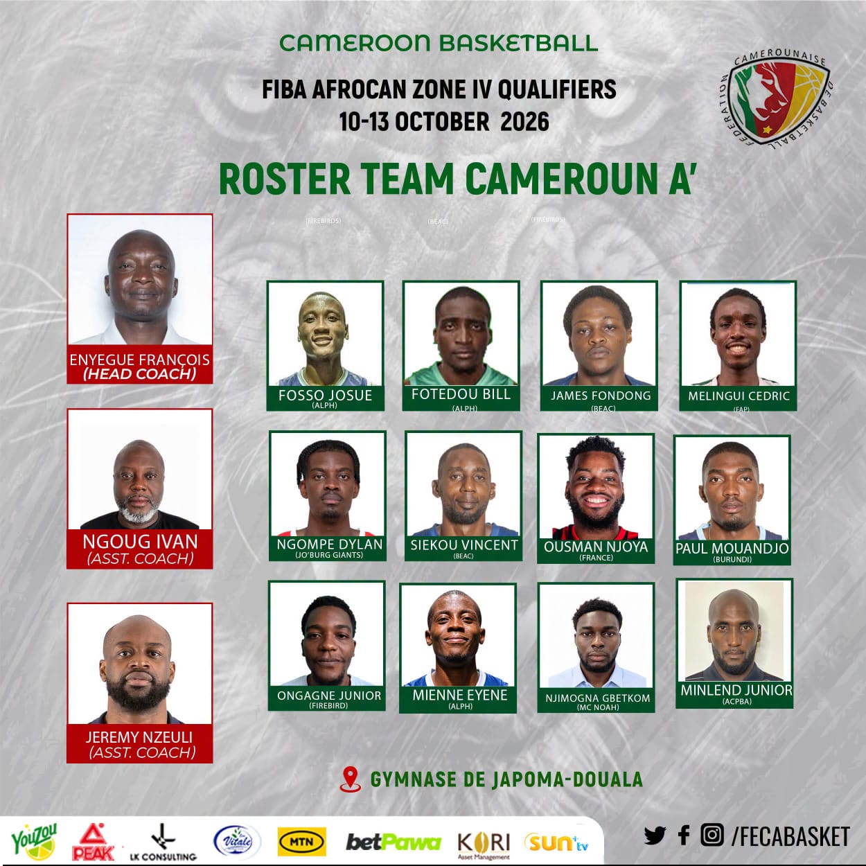 FIBA AFROCAN ZONE IV 2027 QUALIFIERS:  LES LIONS A&rsquo; SONT PRÊTS !